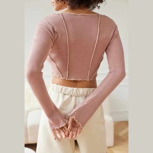 Urban Outfitters Out From Under Bella Thermal Seamed Long Sleeve | Rose | Medium - Picture 2 of 6